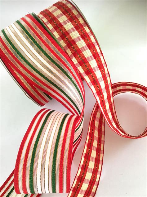 Christmas Ribbon,plaid Ribbon,holiday Ribbon,craft Ribbon,embellished ...