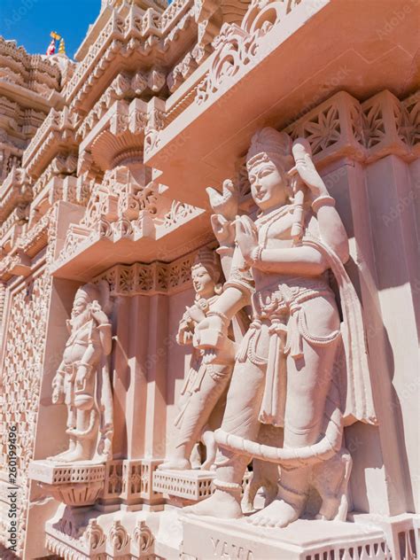 Exterior view of the famous BAPS Shri Swaminarayan Mandir Stock Photo | Adobe Stock