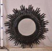Bassett Mirror Co. large round mirror with black painted sunburst frame; 336-3679 - R.H. Lee ...