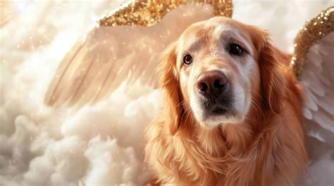 angel dog, golden retriever with wings, dog in heaven, angelic pet, dog ...