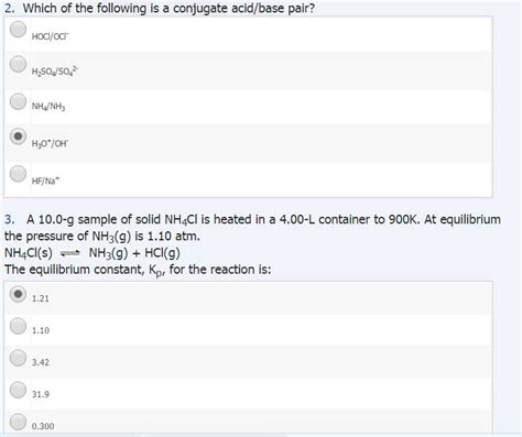 Solved: 2. Which Of The Following Is A Conjugate Acid/base... | Chegg.com