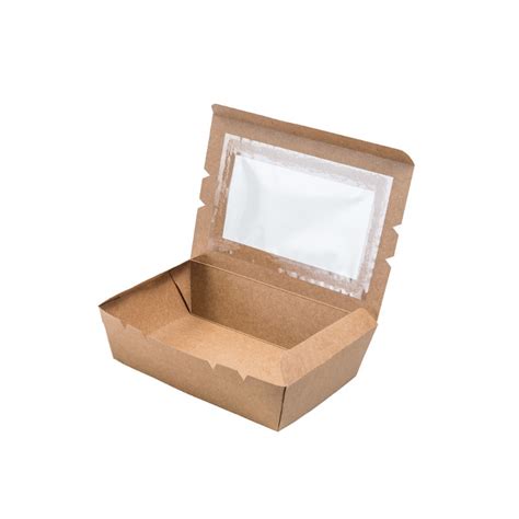 Brown Paper Kraft Food Box with Window 24 Oz (700ml)- 200 Pack