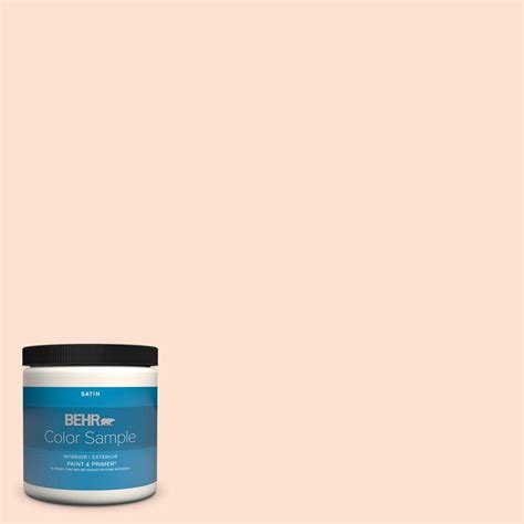 BEHR PREMIUM PLUS 8 oz. #220A-1 Powdered Peach Satin Enamel Interior/Exterior Paint & Primer ...