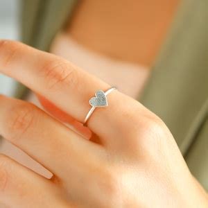 Sterling Silver Heart Fingerprint Ring,fingerprint Jewelry,tiny Fingerprint Ring,personalized ...