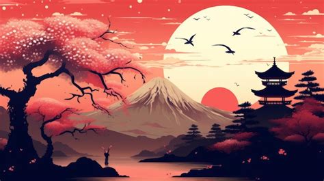 Premium AI Image | Japan Style Wallpaper Background Generative AI