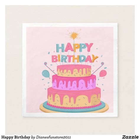 Happy Birthday Napkin | Zazzle.com | Happy birthday, Happy birthday ...