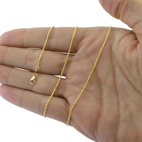 10K Yellow Gold Light 1.5mm-4mm Diamond Cut Rope Chain Pendant Necklace 14"- 30" | eBay