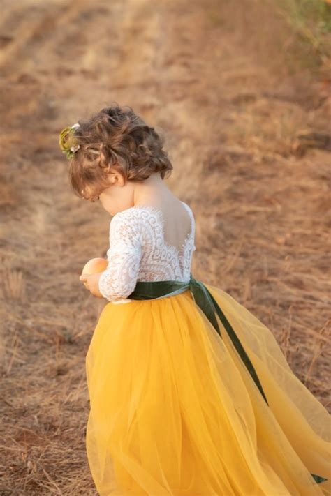 Dress - Mustard Yellow Flower Girl Dress #2983117 - Weddbook