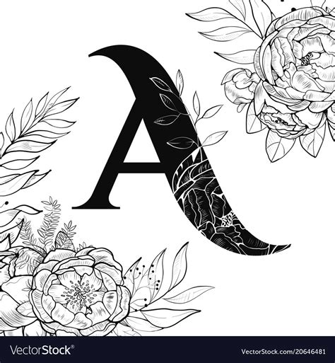 Flower alphabet letter a pattern Royalty Free Vector Image