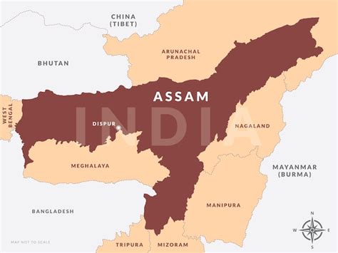 Premium Vector | State of assam india with capital city dispur hand ...