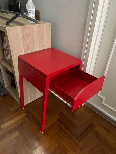 Red IKEA bedside table, Furniture & Home Living, Furniture, Tables & Sets on Carousell