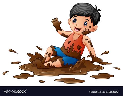 illustration of Little boy playing in the mud. Download a Free Preview or High Quality Adobe ...