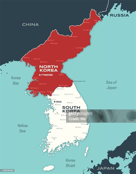 North And South Korea Korean Peninsula Map High-Res Vector Graphic ...