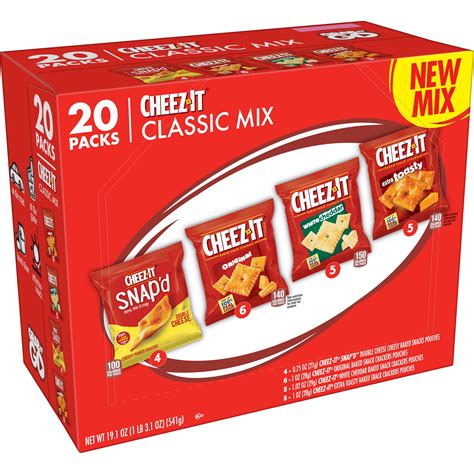 Cheez-It Cheese Crackers, Baked Snack Crackers, Office and Kids Snacks, Variety Pack, 20 Ct, 19. ...