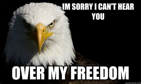 Im sorry I can't hear you Over my freedom - America Eagle Says - quickmeme