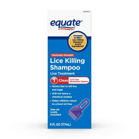 Equate Lice Killing Shampoo; Step 1 Lice Treatment For Kids and Adults ...