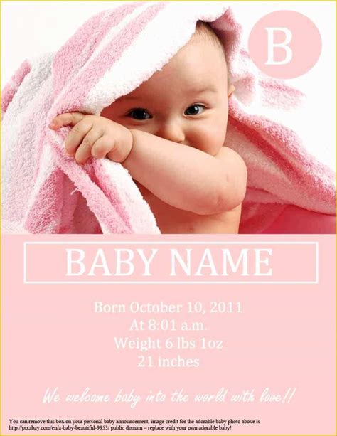 48 Free Baby Announcement Templates | Heritagechristiancollege