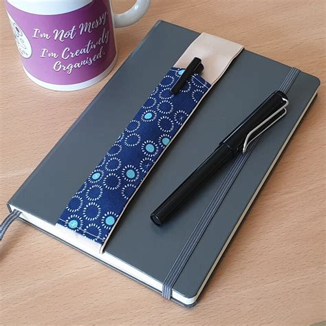 Elastic Pen Holder Blue Circle Pattern Fabric Elasticated Pen - Etsy UK