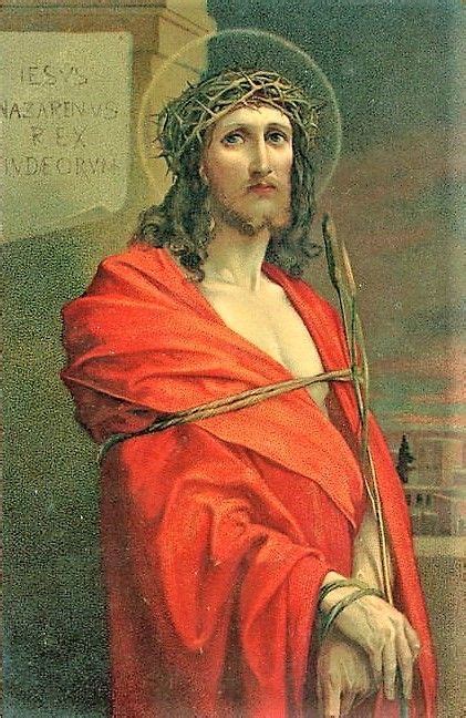 an old painting of jesus holding a crucifix