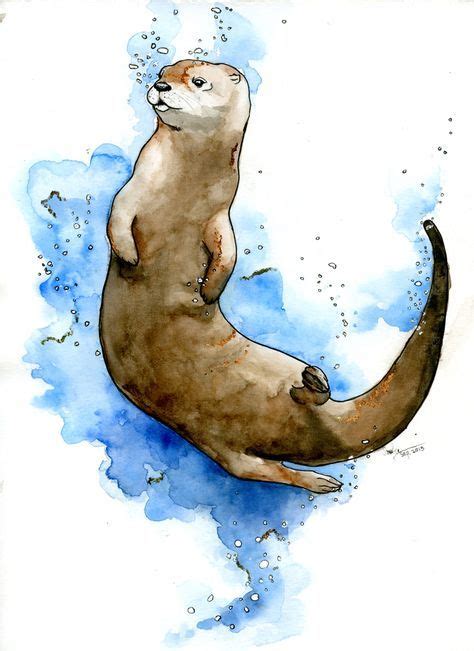 The Otter | Otter art, Animal drawings, Otter illustration