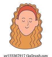 900+ Cartoon Woman Face With Curly Hair Clip Art | Royalty Free - GoGraph