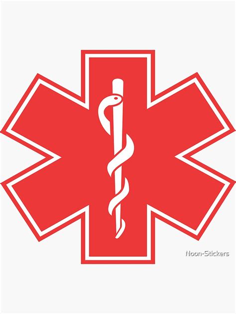 "Medical Alert Symbol - Red" Sticker for Sale by Noon-Stickers | Redbubble