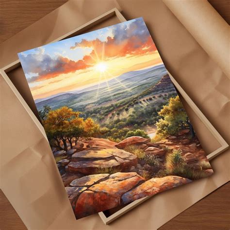 Enchanted Rock Sunrise Hill Country Watercolor Art Start Your Day With Serenity Admiring the ...