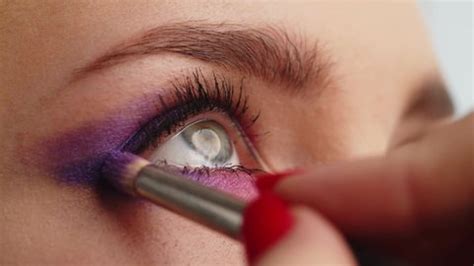 Make-up Artist Applies Makeup Upper Eyelid Stock Footage Video (100% ...