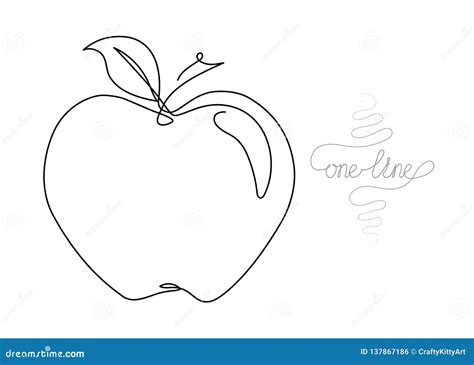 Continuous One Line Art Drawing Apple Fruit Stock Vector - Illustration of minimal, creative ...