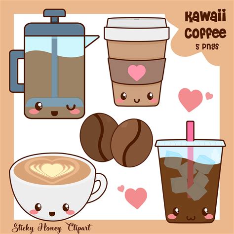 Warranty and FREE shipping Coffee Clipart Kawaii Coffee Clipart Cute Coffee Clipart Coffee Clip ...