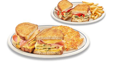 Griddle Melts. Fluffy omelettes layered with your favorite flavors and grilled between artisan ...