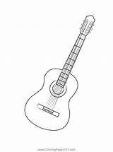 Acoustic Guitar Coloring Page sketch template
