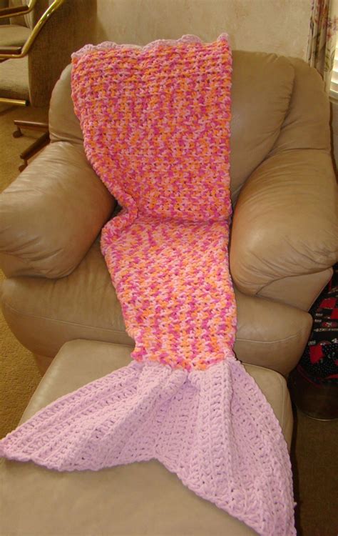 Mermaid Tail Blanket Pink and Orange Mermaid Tail Blanket | Etsy