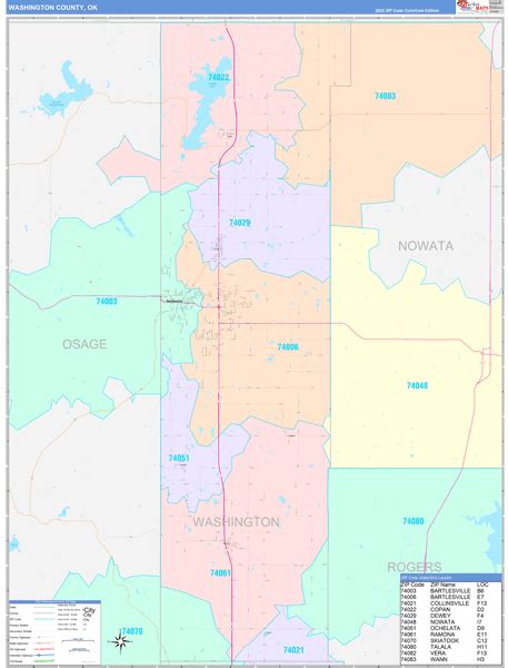 Washington County, OK Wall Map Color Cast Style by MarketMAPS - MapSales