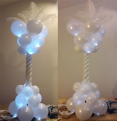 DIY Balloon column with balloon lights and feathers Great Balloon Decoration piece | Balloon ...