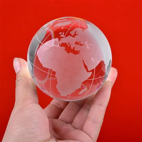 ROUND EARTH GLOBE World Map Crystal Glass Clear Paperweight Table Desk Decor AAA EUR 16,76 ...