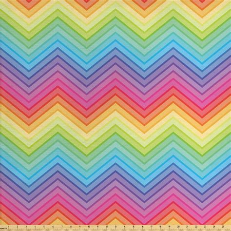 Rainbow Fabric by The Yard, Colorful Zig Zag Chevron Pattern Geometric Modern Sharp Design ...