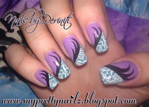 Purple+and+Black+Nail+Art | ... Ice Scream! Konad White Special Polish ...