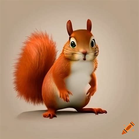 Cartoon image of a red squirrel on Craiyon