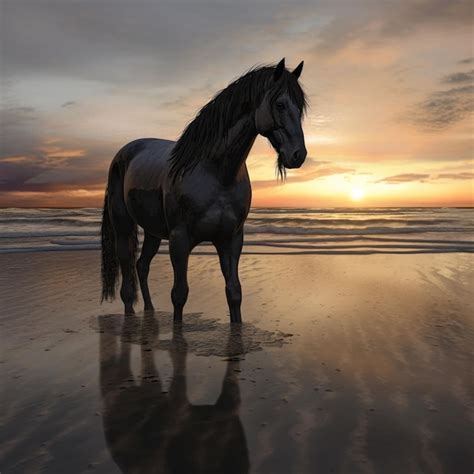 Premium AI Image | A horse image with beach sunset