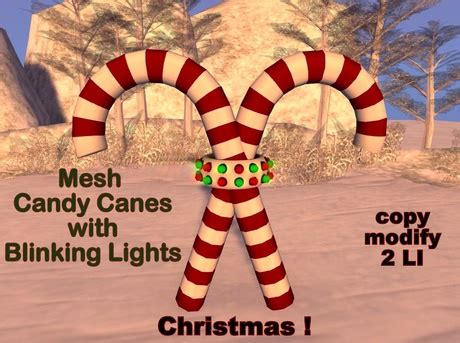 Second Life Marketplace - Candy Canes With Blinking Christmas Lights (mesh)