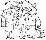 Kostenlose Malvorlage Schule Drei Grundschüler Zum Ausmalen sketch template