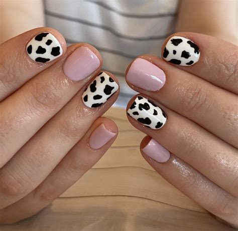 Cow print nails in 2022 | Cute gel nails, Cow nails, Short gel nails