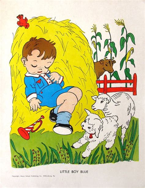 Little Boy Blue - NURSERY RHYME Art Illustration Poster Wall Decor | Nursery rhyme art, Little ...