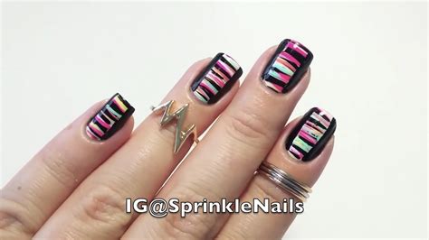Bright fan brush nail art - YouTube