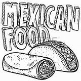 Doodle style Mexican Food Sketch Including Text Message Burrito  sketch template