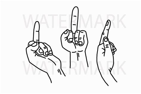 Middle finger in three viewpoint - JPG PNG SVG - Hand Drawing Image - Digital files Instant ...