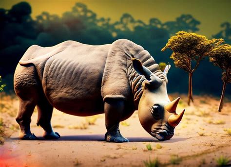 Premium AI Image | rhinoceros habitat in the wild