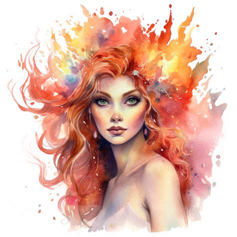watercolor fire Fairy Princes, flame around, detailed, hd, clipart - Clip Art Library