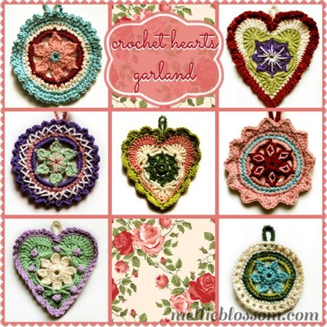 Crochet Hearts Garland - mellie blossom